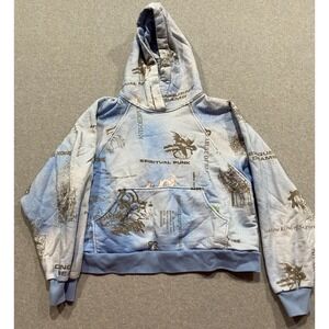 Liberal Youth Ministry Light Blue & White Graphic Print Hoodie Spiritual Punk M